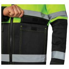 Летний мужской костюм «Спектр 2М» полностью соответствует 3 классу защиты сигнальной одежды, обеспечит безопасность на самых сложных участках и секторах. «Спектр 2М» сделает людей заметнее в тёмное время суток, при плохом освещении, в тумане или облаке пыли. Костюм также выделит рабочих на местах. «Спектр 2М» — специальный костюм для защиты от грязи и обеспечения видимости людей во время дорожных работ на открытом воздухе. Он также подойдёт монтажникам, строителям, водителям спецтехники. Рабочий костюм отшит из светоотражающей ткани с использованием СОП (два ряда светоотражающих полос шириной 50 мм на куртке и на полукомбинезоне, а также на грудке полукомбинезона). Расположение СОП на полукомбинезоне по кругу (и на торсе, и на брючинах) обеспечивает видимость работника, когда работы ведутся без куртки. Всё это гарантирует высокий, соответствующий стандартам, уровень безопасности труда. Эта модель имеет эргономичный крой, который не стесняет движений. В такой спецодежде рабочим будет удобно на протяжении многочасовой смены. Все детали продуманы и функциональны: 8 карманов разного назначения с клапанами и без, бретели на полукомбинезоне регулируются фастексами, удлиненная куртка на молнии. Куртка: удлинённая, прямого силуэта, с центральной застёжкой на молнию. Воротник отложной. Рукав втачной одношовный, без манжеты. Предусмотрена возможность нанесения логотипа большого размера на спинке. Полукомбинезон: прямого силуэта; застёжка в среднем шве по переду на тесьму-молнию на гульфике и застёжка в левом боковом шве на 4 петли и пуговицы; пояс с завышенной талией для обеспечения дополнительной защиты от ОПЗ. Бретели на резинках регулируются фастексами. По линии талии объём регулируется при помощи эластичной ленты. Карманы. Куртка: нагрудный накладной карман с клапаном, два нижних накладных кармана с клапанами. Полукомбинезон: большой нагрудный карман, два боковых кармана с наклонным входом, два задних кармана. Сигнальные элементы: СОП 50 мм, расположены по ГОСТ.