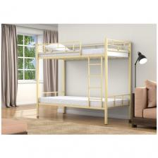 Двухъярусная кровать металлическая "Валенсия" слоновая кость 90х190 см для детей и взрослых двухэтажная для мальчиков, для девочек, для рабочих