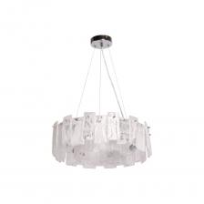 Современный цвет хрома придает люстре динамики и стиля. Трендовый декор пластинами из стекла, имитирующего природные минералы, привлекает к себе внимание. Открытые источники света хорошо осветят пространство комнаты. Возможность регулировать комфортную высоту. Заменяемые источники света удобны в эксплуатации. Металлическое основание люстры гальванизировано в цвет хрома. Плафон выполнен из пластин из стекла, имитирующего природные минералы прямоугольной формы.