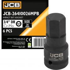 Головка-бита ударная 6-гранная 26 мм 3/4" от бренда JCB — это высококачественный инструмент, предназначенный для монтажа и демонтажа крепежных элементов с использованием гайковерта или ключа.Основные характеристики:Тип: Ударная 6-гранная головка-бита.Размер: 26 мм, подходит для крепежных элементов соответствующего типа.Крепление: 3/4", что позволяет использовать ее с различными инструментами.Материал:Изготовление: Прочная хромомолибденовая сталь, обеспечивающая долговечность и удароустойчивость, что делает инструмент надежным в эксплуатации.Преимущества:Надежное сцепление: Головка обеспечивает надежное сцепление с крепежом, минимизируя риск повреждений.Высокий крутящий момент: Способность работать с высокими крутящими моментами делает ее идеальной для тяжелых условий эксплуатации.Универсальность: Подходит как для профессионалов, так и для любителей, что обеспечивает широкую область применения.Использование:Для работы с головкой-битой 6-гранной ударной необходимо:Установить головку на вороток, трещотку или гайковерт.Начать вращение инструмента для откручивания или закручивания крепежного элемента.Важные рекомендации:При работе с ударной головкой следует соблюдать осторожность, чтобы не повредить инструмент или детали. Эта головка-бита станет незаменимым помощником в любом наборе инструментов.