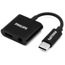 Стерео адаптер Philips USB-C male-3.5 female, с поддержкой зарядки, 0.05 м (SWA3021)