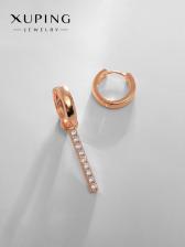 Серьги со стразами XUPING открытие, белые в розовом золоте