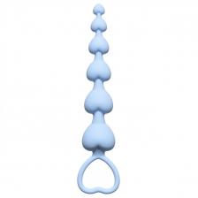 Анальная игрушка Голубая анальная цепочка Heart s Beads Blue - 18 см.