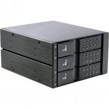 Procase {Hot-swap корзина 3 SATA3/SAS 6Gb (черный) hotswap trayless aluminium mobie rack module (2x5,25) 1xFAN 80x15mm} [T3-203-SATA3-BK]