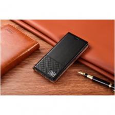 Чехол-книжка MyPads Premium Immagine для OnePlus 10 Pro из натуральной кожи с стеганой прошивкой черный