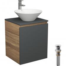 Тумба Bauedge Bau Dream Blackwood 50 графит, раковина BAU Dream D43, смеситель для раковины высокий Hotel Still, нержавеющая сталь, выпуск клик-клак, белый SD4071