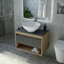 Тумба с раковиной Teymi Ritta 65 дуб эврика, матовый графит, раковина Lina kuppi D40