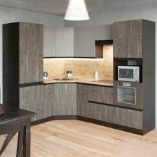 Кухонный гарнитур угловой «Симфония оптима», 2400x1800 мм, цвет бетон светлый/бетон тёмный/венге