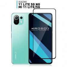 Защитное стекло Rosco на Xiaomi Mi 11 Lite, 11 Lite 5G и 11 Lite NE (Сяоми 11 Лайт 5Г НЕ), с чёрной рамкой, 1 шт