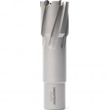 Корончатое сверло с твердосплавными зубьями (TCT) предназначено для высокоскоростного сверления отверстий большого диаметра в самых твердых материалах. Благодаря хвостовику Weldon 19 и твердосплавным напайкам, оно обеспечивает максимальную производительность и долгий срок службы при работе на магнитных сверлильных станках.Высшая прочность и износостойкость: режущая кромка оснащена напайками из карбида вольфрама (твердого сплава), что позволяет работать с самыми твердыми материалами, включая нержавеющую сталь.Максимальная эффективность: конструкция корончатого сверла обеспечивает высокую скорость резания и минимальные усилия.Надежная фиксация: хвостовик Weldon 19 гарантирует отсутствие проскальзывания под экстремальными нагрузками.Чистота обработки: обеспечивает аккуратные и точные отверстия с ровными кромками.Область применения:Сверление конструкционных и нержавеющих сталейОбработка рельсов, чугуна, цветных металлов (алюминий, латунь, олово)Широко используется в металлоконструкциях, машиностроении и при проведении монтажных работ.Для достижения максимальной производительности и продления срока службы сверла настоятельно рекомендуется использовать смазывающе-охлаждающие жидкости (СОЖ) или специальные смазочно-охлаждающие спреи и пасты во время работы.Внимание: сверление с подачей СОЖ! Штифт-выталкиватель поставляется отдельно.