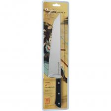 Серия Harakiri – сочетание высокого качества, функциональности и экономичности. Клинок ножа "Хамокири260 мм" выполнен из нержавеющей молибден-ванадиевой стали AUS-8, обладающей долговечной заточкой - твердостью 58 HRC. Удобная пластиковая рукоять не скользит и не загрязняется, а монтаж «фултанг» (full tang) с обкладками из ABS пластика – проходит по всей длине рукояти и отлично держится в руке.Нож имеет легкий вес и двустороннюю заточку.