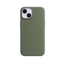 Чехол силиконовый Магсейф для iPhone 14 Olive с анимацией NFC, Silicone case Магсейф для айфон 14 - Оливковый
