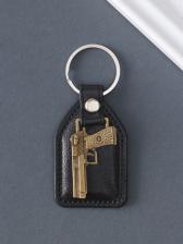 Кожаный брелок для ключей на кольце «Пистолет», (кожзам), 6.8x3.8 см