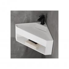 Подвесная раковина с полкой ABBER Stein угловая, белая матовая AS2653