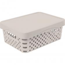 Корзина Архимед Eternity с крышкой 11 л, с ручками, кремовая Р1218кр