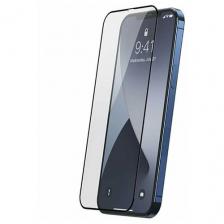Защитное противоударное стекло для iPhone 12 / iPhone 12 Pro / Стекло на Айфон 12 / Айфон 12 Про закруглённые края / полное покрытие / черная рамка