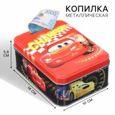 Копилка 14x10x5.8 см, металл, Тачки