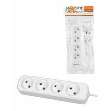 Удлинитель 4 гнезда, 10 метров, б/з, 10 А, 2300 Вт, белый, НАРОДНЫЙ У-42016 (Ун 420-0001), цена за 1 шт