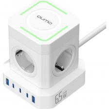 Qumo Power Block System PD – настоящие сетевые фильтры-трансформеры в форм-факторе “башни”, они оснащены евророзетками с заземлением, которые, в свою очередь, оснащены шторками безопасности. Для удобства использования в сетевой фильтр можно напрямую подключать устройства с разъемом USB-A (2 разъема с суммарной силой тока до 2,4А) и три разъема Type-C PD (до 65Вт). Кроме того, сетевой фильтр оснащен блоком беспроводной передачи заряда с функцией Wireless Fast Charging, что позволяет вообще не задействовать кабели в процессе зарядки мобильных устройств. Помимо классического предохранителя в фильтр встроен блок фильтрации помех, что важно, при использовании наших фильтров с высокочувствительной аппаратурой (например с акустикой). Корпус фильтра, так же как и корпус вилки, выполнен из негорючего пластика, что делает эксплуатацию максимально безопасной. Для передачи напряжения от розетки к фильтру используется медный кабель с сечением жил в 1мм.
