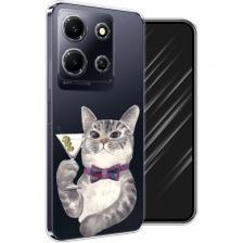 Чехол на Infinix Note 30i / Инфиникс Нот 30i с принтом Кот джентльмен, прозрачный