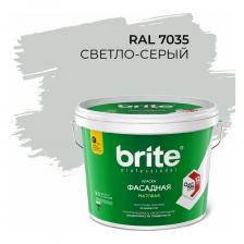 Краска фасадная Фасадная колерованная краска BRITE PROFESSIONAL светло-серая RAL 7035, матовая, ведро 9 л/13.4 кг О05684