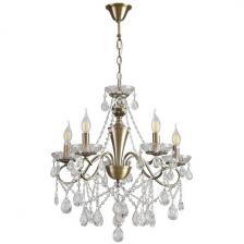 Подвесная люстра с хрустальными подвесками в форме подсвечника Lumion Luina 8346/5 бронза/прозрачный, металл/хрусталь E14 5*40W 220V