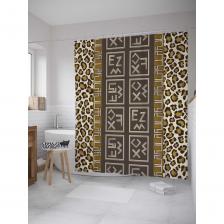 Шторка-занавеска для ванной Штора (занавеска) для ванной JoyArty "Африканские руны" из сатена, 180х200 см с крючками, sc_32061