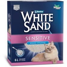 WHITE SAND SENSITIVE наполнитель комкующийся для туалета кошек гипоаллергенный без запаха (6 + 6 л)
