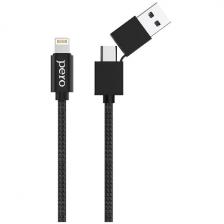Дата-кабель Pero DC-07 UNIVERSAL 2 in 1 USB-A + PD to Lightning 1m Black