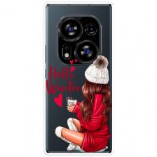 Чехол на Tecno Phantom X2 Pro / Техно Фантом Х2 Про с принтом Hello winter, прозрачный
