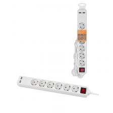 Удлинитель бытовой У06В-USB 6 гнезд, 2USB 2,4А, 3 м, вык., з/к, ПВС 3х0,75мм2 10А/250В белый TDM, цена за 1 шт