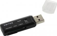 Картридер 5BITES RE2-100BK, USB2.0, SD/TF, USB PLUG, Black, RTL RE2-100BK