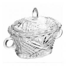 Конфетница с крышкой 550 мл, сахарница, ваза 17,5 х 17,5 х 20 см. "SANSTAR" Иранское стекло