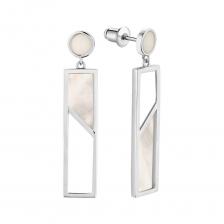 Серебряные серьги с перламутром и родированием