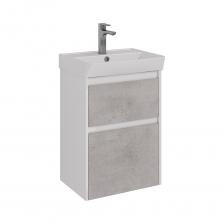 Тумба Lemark COMBI 50 см под 1 раковину, подвесная/напольная, 2 ящика, цвет фасада: Бетон, цвет корпуса: Белый глянец LM03C50T-Beton