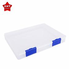 Папка для документов А4, с синими защелками, 230x305x40 мм, прозрачный корпус