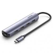 USB-хаб UGREEN USB-C to 4x USB 3.0 + HDMI, серый CM417 20197_