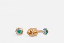 Пусеты золотые Изумруд 2 шт VESNA JEWELRY