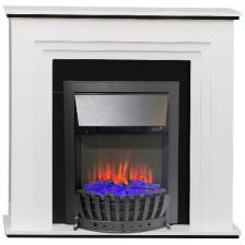 Каминокомплект Elekam Silver белый с черным (разборный) с очагом Velar F2020G2