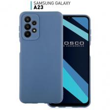 Матовый силиконовый чехол Rosco на Samsung Galaxy A23 (Самсунг Галакси А23), тонкий, синий