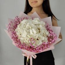 Букет живых цветов ДАРИ ЦВЕТЫ Букет из гортензии и гипсофилы, букет 35