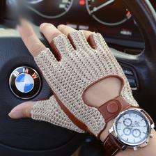 Перчатки мужские из козьей кожи, шерстяные трикотажные мотоперчатки для сенсорных экранов, локомотивные варежки, для вождения автомобиля, из натуральной кожи, на лето-осень