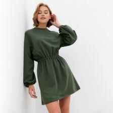 Платье с кулиской женское MINAKU: Casual Collection, хаки, размер 48