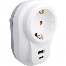 Защита от высокого тока Защита от высокого напряжения Защита от перегрева Защита от короткого замыкания Контактная группа/пластина: Латунь MS64 0.5 мм Контакт заземления: Латунь MS64 0.8 мм Максимальная нагрузка: 3500 Вт Максимальный ток:16А USB: 5V / 2,4А Порт USB подсвечивается синими цветом. Самозатухающий корпус из полипропилена - выдерживает 850°С  