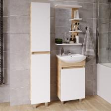 Мебель для ванной комнаты Grossman Поло 45 дуб сонома светлый, белый глянцевый