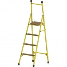 Стремянка диэлектрическая стеклопластиковая с веритикальной опорой с широкими ступенями ЛУЧ изготавливается из электроизоляционного стеклопластика и предназначена для проведения строительных, монтажных, ремонтных и эксплуатационных работ, когда необходимо установить ее к вертикальной поверхности. Рабочая площадка имеет фиксатор из нержавеющей стали. Ступени имеют противоскользящее покрытие. Ширина ступеней увеличена до 95мм. Шаг между ступенями, мм 340