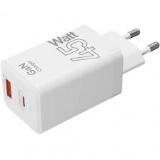 Сетевое зарядное устройство LYAMBDA SLT-45, USB-A, USB-C, 45Вт, 3A, белый
