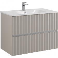 Комплект подвесной мебели для ванной комнаты с керамической раковинойРаковина сифоном не комплектуетсяСистема хранения: 2 выдвижных ящикаНаправляющие скрытого монтажа, с доводчикамиПокрытие корпуса и фасадов МФД 18 ммLED подсветка ручек , трансформатор в комплектеРаковина арт.AM7110-80 приобретается отдельно