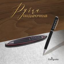 Ручка подарочная, шариковая «Пунктир» в пластиковом футляре, поворотная, чёрная с серебристыми вставками