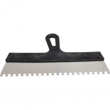 Нержавеющий зубчатый шпатель с пластмассовой ручкой, 350мм, зуб 8х8мм STAYER 1009-35-08